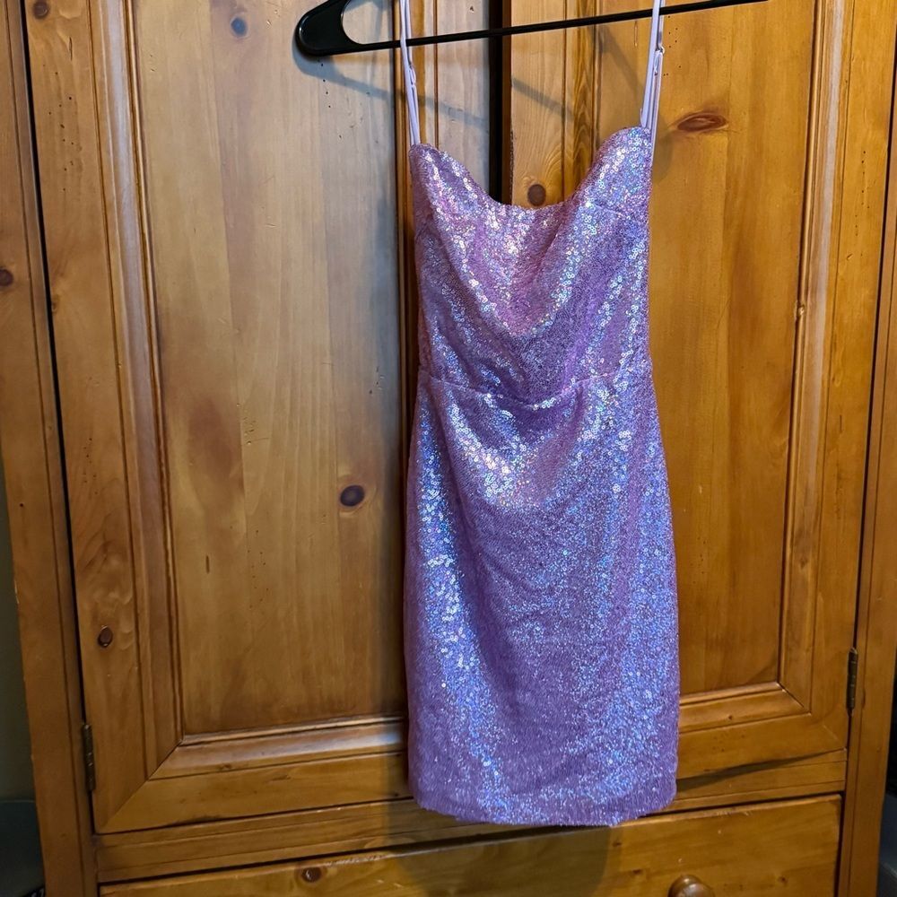 LUCY IN the Sky Medium Lavender Purple Sequin Mini dress homecoming sorority